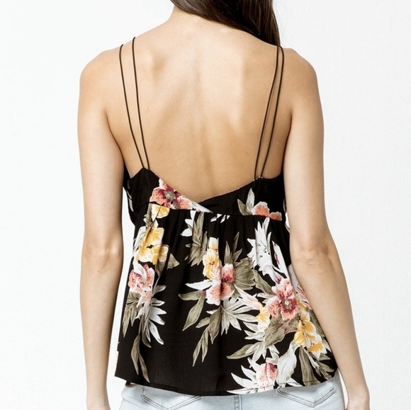 Volcom Good to Be You Cami in Strappy Black and Green Floral Size XS - Picture 2 of 12